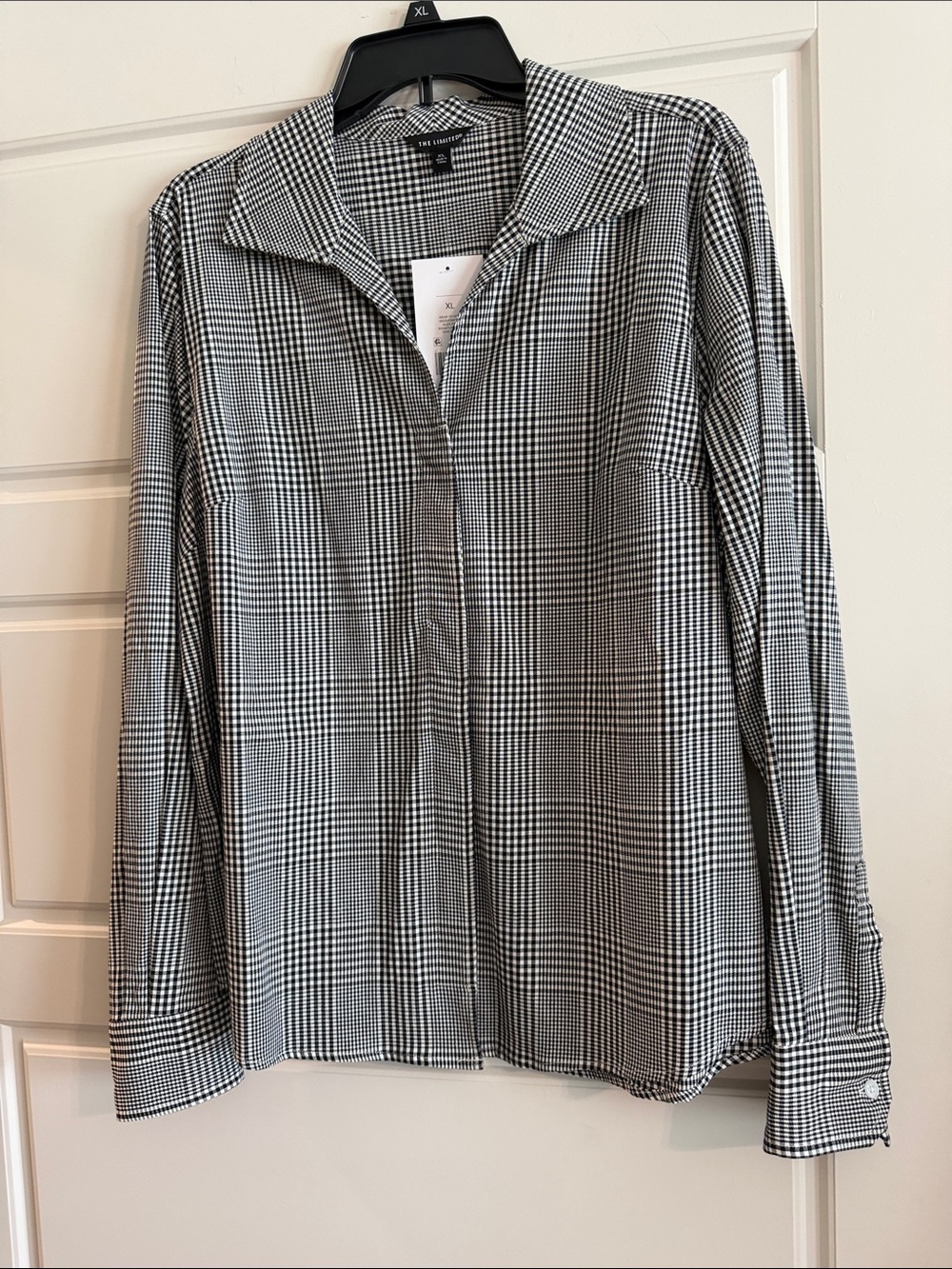 The Limited Black & White Glen Plaid Dress Shirt